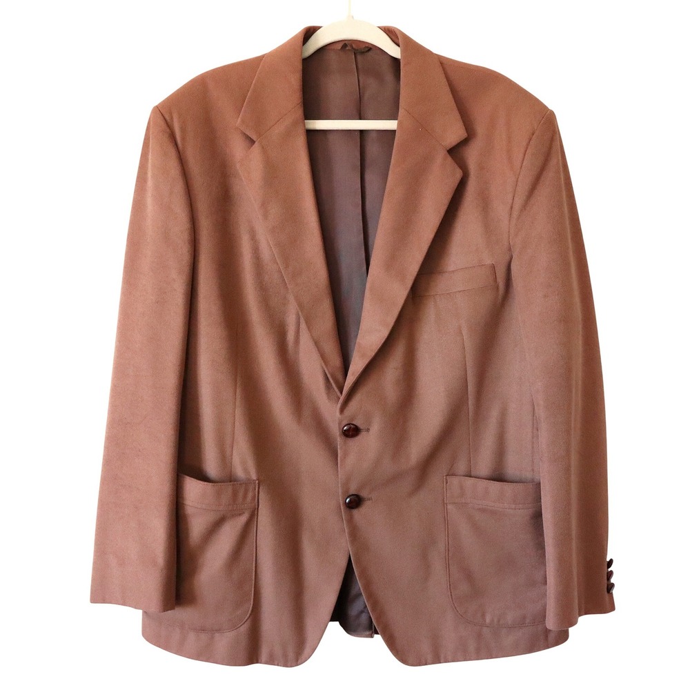 Farah Vintage Mens Brown Suede Blazer Sport Coat Suit Jacket Size 46R 90s Preppy